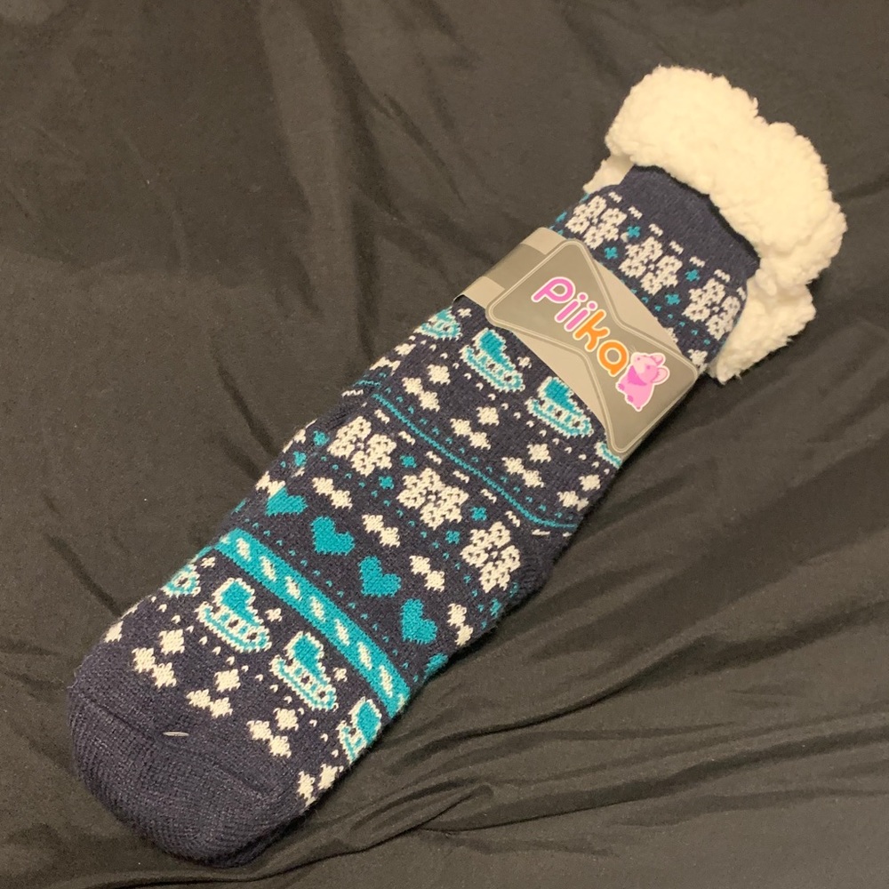 Piika Blue Patterned Slippers